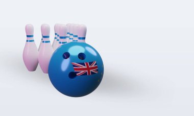 3d bowling day Tuvalu flag rendering left view