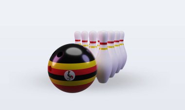 3d bowling day Uganda flag rendering front view