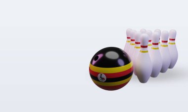 3d bowling day Uganda flag rendering right view