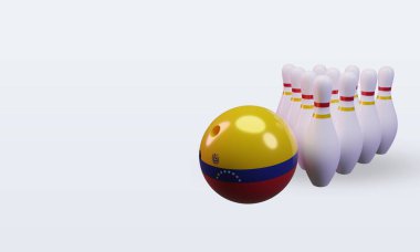 3d bowling day Venezuela flag rendering right view