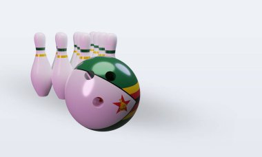 3d bowling day Zimbabwe flag rendering left view