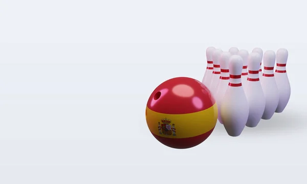 Bowling Day Spain Flag Rendering Right View — 스톡 사진