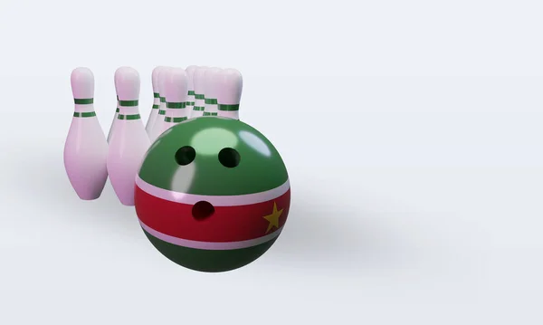 Bowling Day Suriname Flag Rendering Left View — 스톡 사진