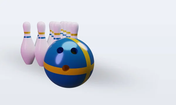 Bowling Day Sweden Flag Rendering Left View — 스톡 사진