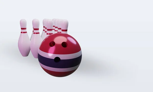 Bowling Day Thailand Flag Rendering Left View — Stockfoto