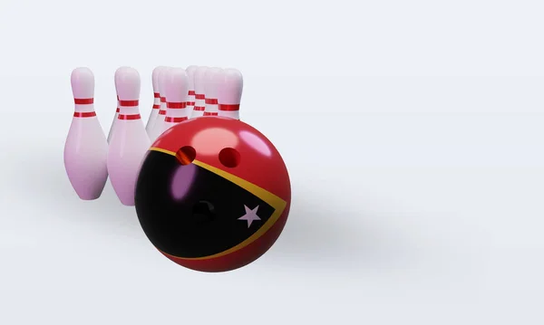 Bowling Day Timor Leste Flag Rendering Left View — 스톡 사진