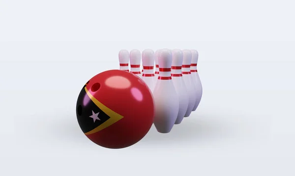 Bowling Day Timor Leste Flag Rendering Front View — 스톡 사진