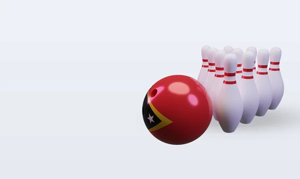 Bowling Day Timor Leste Flag Rendering Right View — 스톡 사진