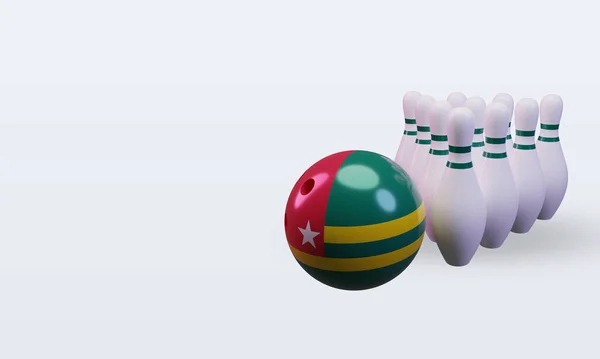 Bowling Day Togo Flag Rendering Right View — Zdjęcie stockowe