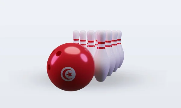 Bowling Day Tunisia Flag Rendering Front View — Stockfoto