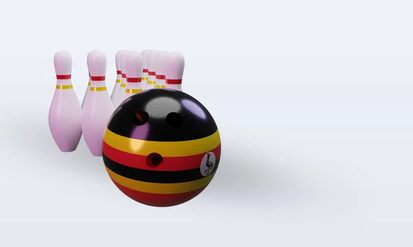 Bowling Day Uganda Flag Rendering Left View — Stockfoto