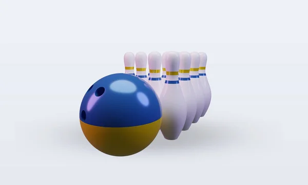 Bowling Day Ukraine Flag Rendering Front View — Stockfoto