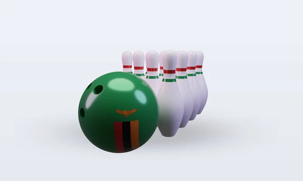 Bowling Day Zambia Flag Rendering Front View — Stockfoto