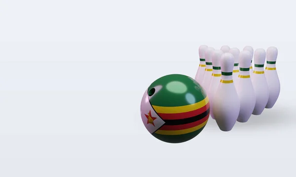 Bowling Day Zimbabwe Flag Rendering Right View — Stockfoto