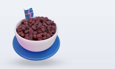 3d coffee day Iceland flag rendering left view