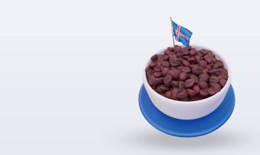 3d coffee day Iceland flag rendering right view