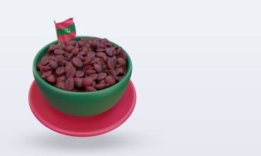 3d coffee day Mauritania flag rendering left view