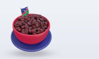 3d coffee day Namibia flag rendering left view