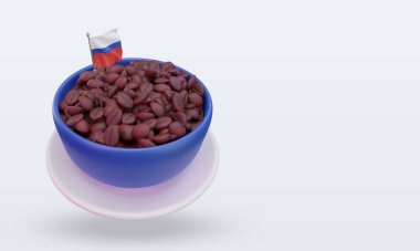 3d coffee day Russian  flag rendering left view