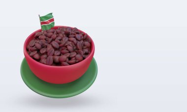 3d coffee day Suriname flag rendering left view