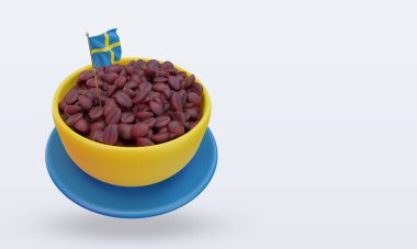 3d coffee day Sweden flag rendering left view