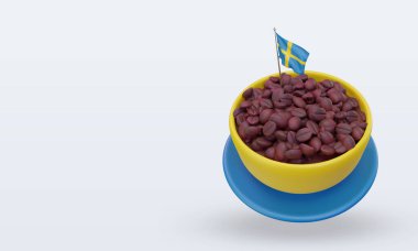 3d coffee day Sweden flag rendering right view