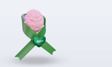 3d Mental Health day Saudi Arabia flag rendering left view