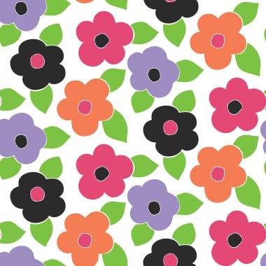  Flower Power Bright scattered big floral repeat pattern