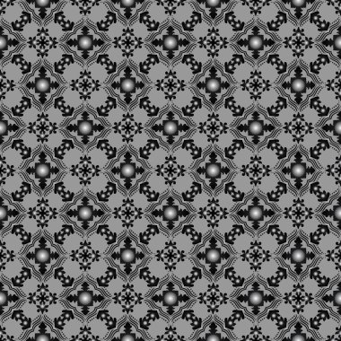 Diamond foulard in half drop layout. seamless vector in grays