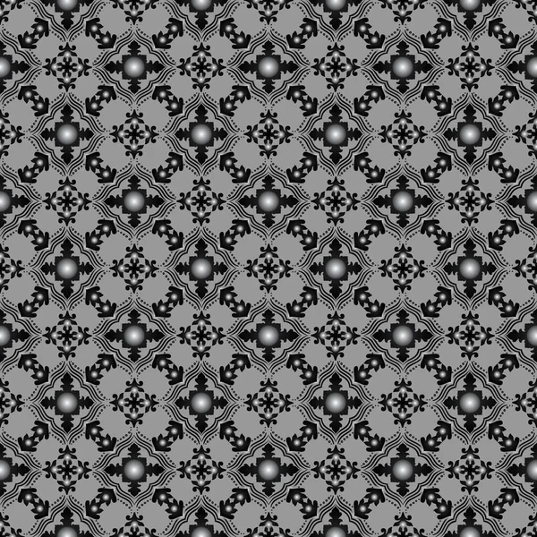 Diamond foulard in half drop layout. seamless vector in grays — Stock Vector