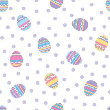 Puantiyeli boyanmış Paskalya yumurtaları. Vektör çizimi. Yatak, dekoratif yastıklar, Mutfak, Masaüstü Albümü ve pencere bakımı için mükemmel.