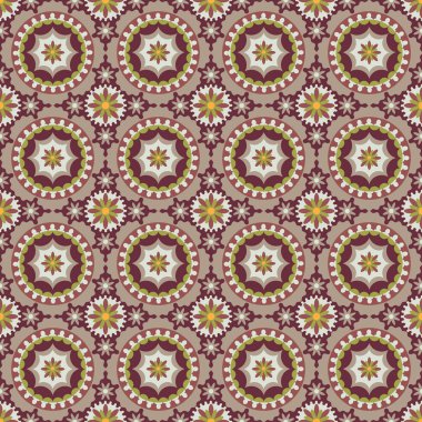 Orta Asya madalyonları birbirine kenetlenmiş vektörsüz tasarım. Vektör çizimi. Yatak, pencere bakımı, masa üstü tasarımı, kağıt ürünleri, hatıra defteri, mutfak tekstili için mükemmel. dekoratif