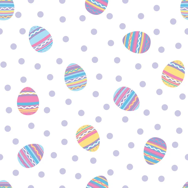 Tossed Painted Easter Eggs Polka Dot Background Vector Illustration Perfect — Stock Vector