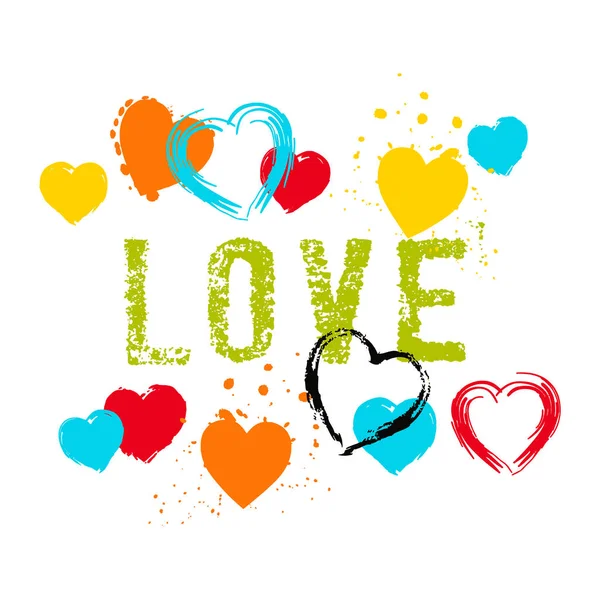 Love You All Hearts Placement Design Vector Illustration — Stock Vector