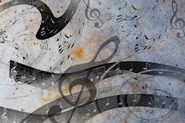 Hermoso collage colorido abstracto con notas musicales. — Foto de Stock