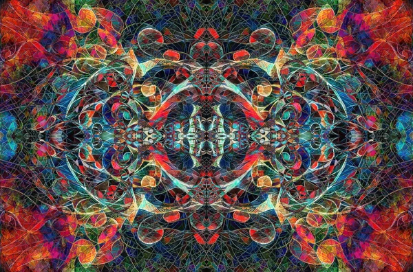 Farbe ornamentales Mandala und weich verschwommener Aquarell-Hintergrund. — Stockfoto
