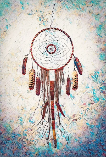 Dream catcher on winter background, indian spiri. — Stock Photo, Image