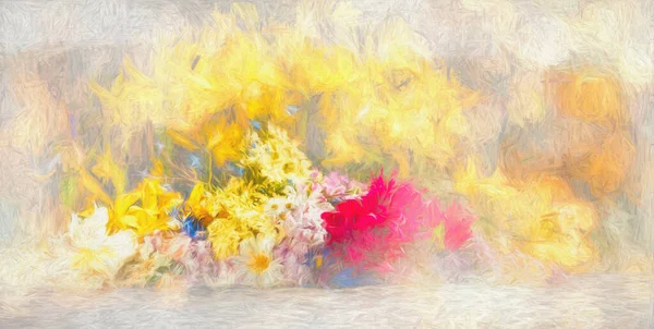 Beautiful meadow flower background and painting effect. — Stock Photo, Image