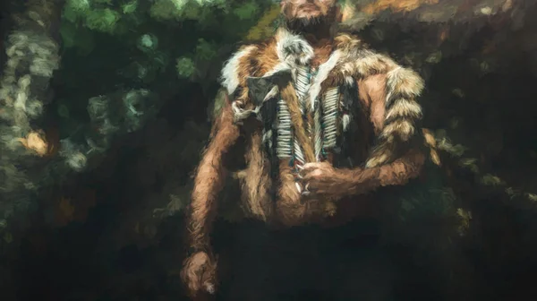 Σαμανικός άνθρωπος στη φύση, Εφέ ζωγραφικής. — Φωτογραφία Αρχείου