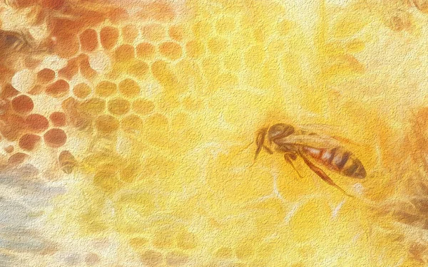 Včelí Plástve Medem Včelami Včelařství Malířský Efekt — Stock fotografie