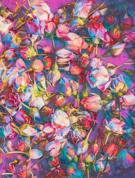 Background Beautiful Color Roses Painting Effect — Fotografia de Stock