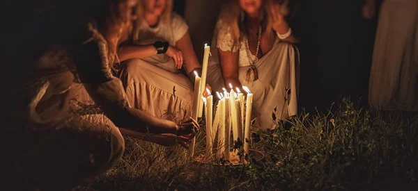 Women Night Ceremony Ceremony Space — Stockfoto