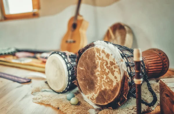 Shaman Drums Djembe Ceremony Space — ストック写真