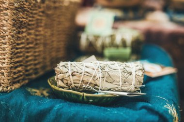 bunch of white sage on the table