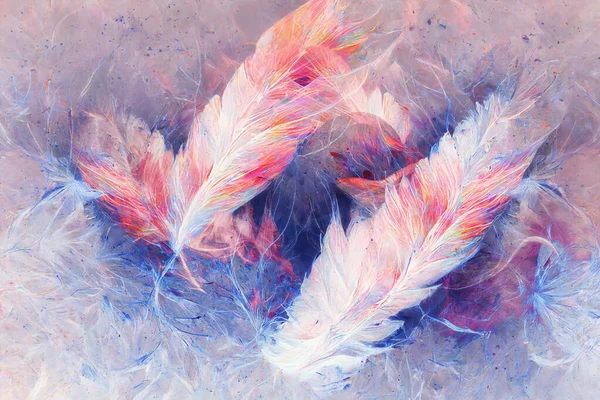 Beautiful Abstract Painting Bird Feathers — Fotografie, imagine de stoc