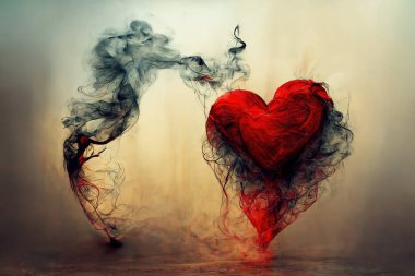 Heart shaped cloud, beautiful magic smoke heart