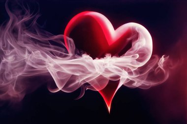 Heart shaped cloud, beautiful magic smoke heart