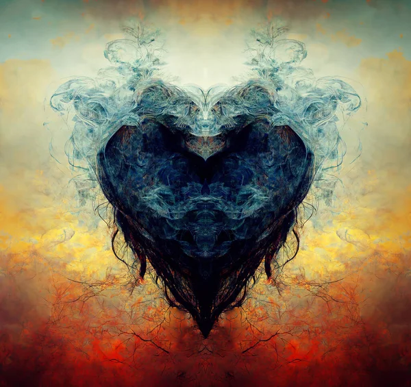 Heart Shaped Cloud Beautiful Magic Smoke Heart — Φωτογραφία Αρχείου