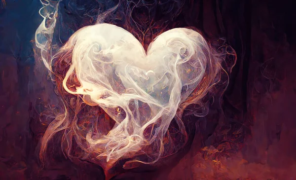 Heart shaped cloud, beautiful magic smoke heart
