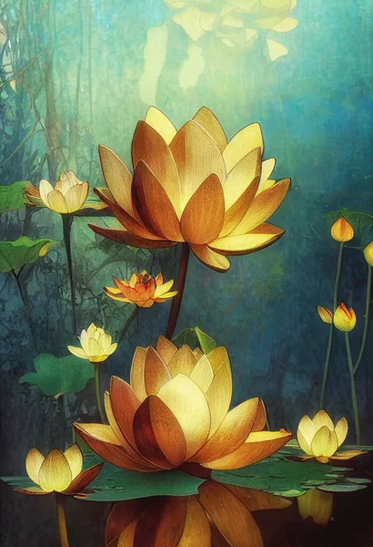 Beautiful lotus flower on abstract background.. Flower in lake.